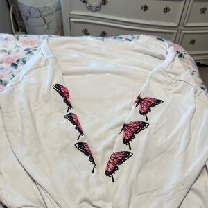 Butterfly Embellished Women's Sweater - White